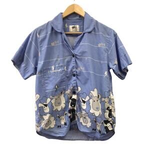 Clonhadas Top Womens Small Pajama Sleep Blue White Black Gray Sheep